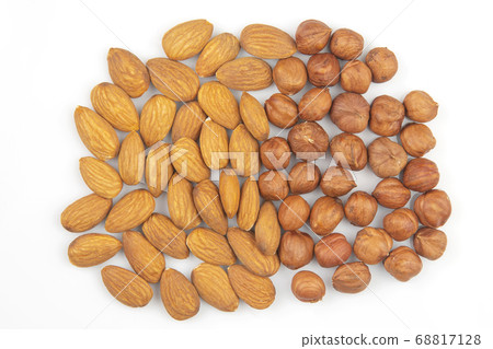Different nuts on a white background. Vitamin 68817128