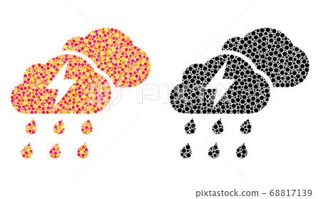 Pixel Thunderstorm Clouds Mosaic Icons - Stock Illustration [68817139 ...
