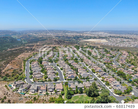 Aerial view of Torrey Santa Fe, middle class subdivision neighborhood with residential villas  68817489
