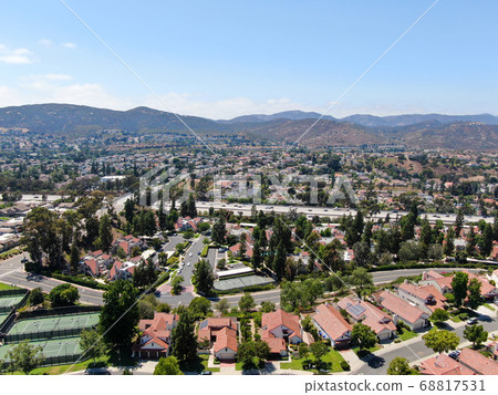 Aerial view of residential neighborhood in green valley Aerial view of residential neighborhood in green valley 68817531