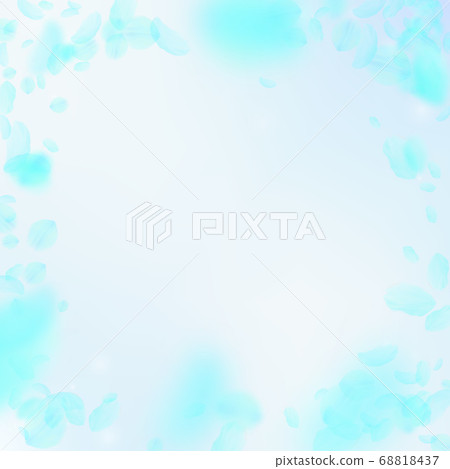 Turquoise flower petals falling down. Noteworthy r Turquoise flower petals falling down. Noteworthy r 68818437