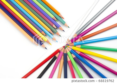 Colored pencils for drawing on a white background. Colored pencils for drawing on a white background. 68819762
