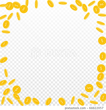 American dollar coins falling. Scattered sparse US 68822057