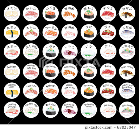 Sushi nigiri sushi illustration sushi material English notation available 68825047
