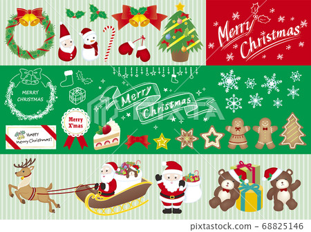 Christmas material Santa, reindeer, chalk art style letters 68825146