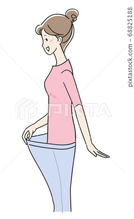 A woman who succeeded in dieting and her pants became dull 68825188