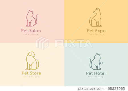 Elegant dog and cat line icons 68825965