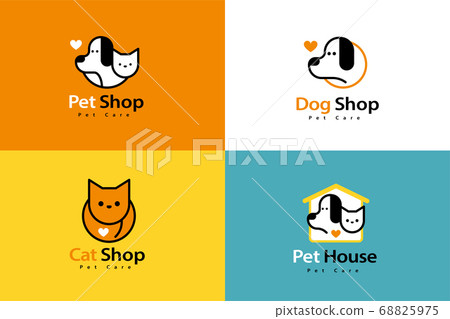 Lovely line style pet logo set 68825975