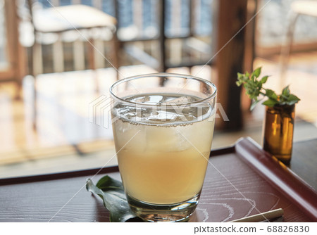 Handmade ginger ale to drink with a paper straw Handmade ginger ale to drink with a paper straw 68826830