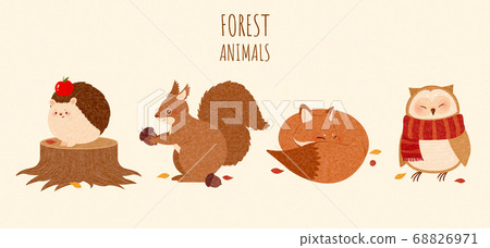 Set of autumn forest animal element Set of autumn forest animal element 68826971