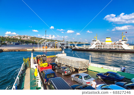Ferry in Dardanelles strait, Turkey 68827246