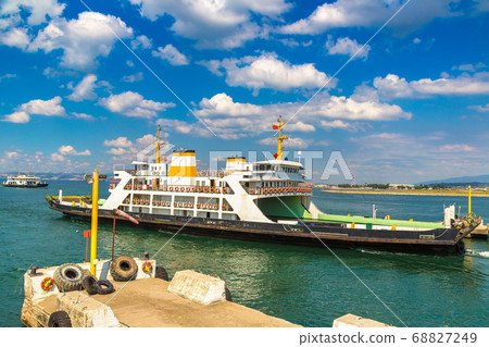 Ferry in Dardanelles strait, Turkey 68827249