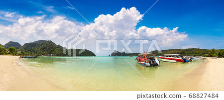 Traditional thai boat on Phi Phi Don Traditional thai boat on Phi Phi Don 68827484