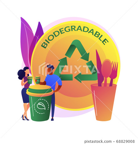 Biodegradable disposable tableware abstract concept vector illustration. 68829008