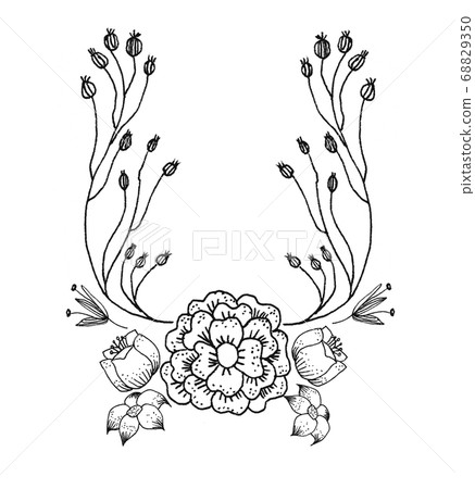 Line art line simp flower bouquet watercolor... - Stock Illustration  [68829350] - PIXTA