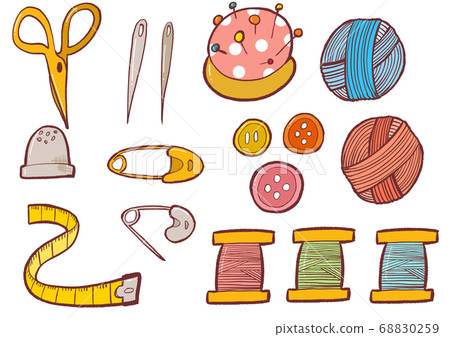 Sewing Craft Needle Thread Sewing Tailoring Tools Illustration 68830259