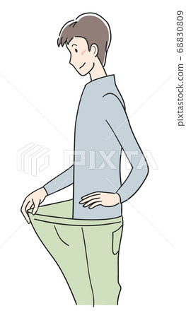 A man who succeeded in dieting and his pants became dull A man who succeeded in dieting and his pants became dull 68830809