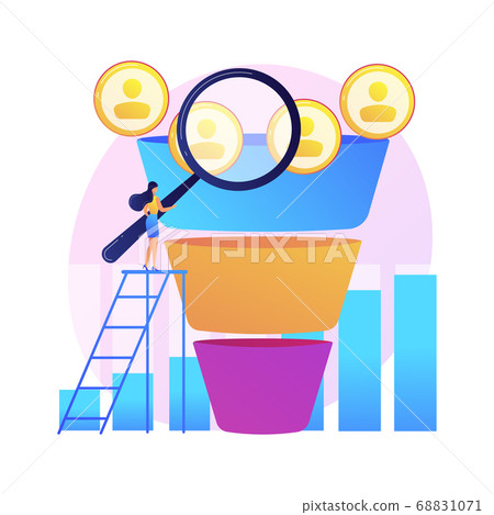Marketing funnel abstract concept vector illustration. 68831071