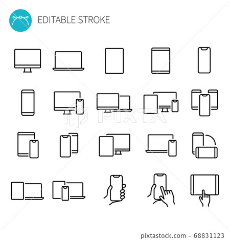 Digital device line icon set - Stock Illustration [68831123] - PIXTA