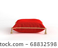 3d-illustration velvet decorative royal pillow with gold tassel and piping isolated top front view 68832598