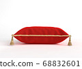 3d-illustration velvet decorative royal pillow with gold tassel and piping front view 68832601