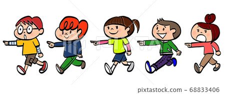 Child walking with pointing finger - Stock Illustration [68833406] - PIXTA