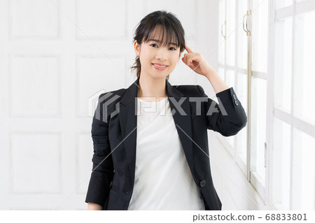 Young woman making a thinking gesture 68833801