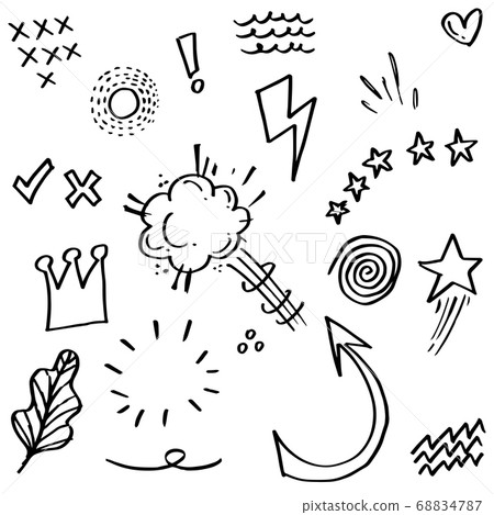 Hand drawn set elements, black on white Hand drawn set elements, black on white 68834787