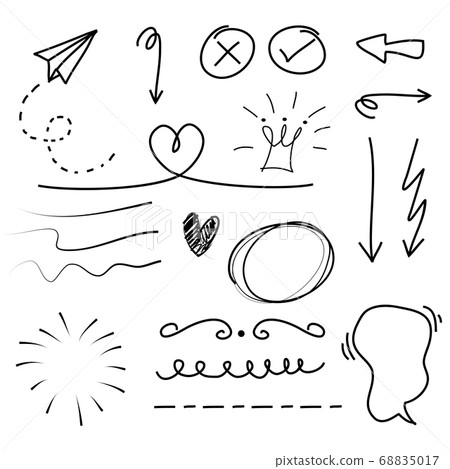 Hand drawn set elements on white background. - Stock Illustration ...