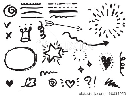 set of Hand drawn design elements. vector - Stock Illustration ...