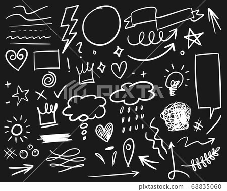 set of Hand drawn design elements. Arrow, heart, 68835060