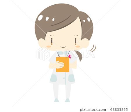 Illustration of a cute nurse listening Illustration of a cute nurse listening 68835235