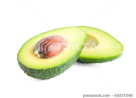 Ripe cut avocado isolated on white background. 68835590