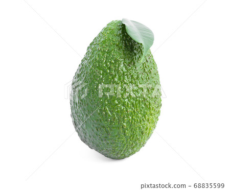 Ripe avocado with leaf isolated on white 68835599