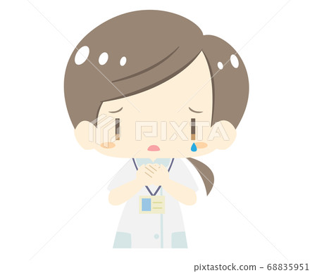可愛的護士哭上半身版本的插圖 可愛的護士哭上半身版本的插圖 68835951