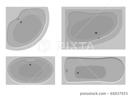 Set of different bathrooms with a view from above. 68837855
