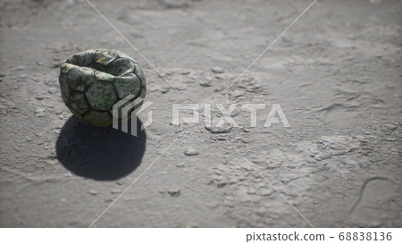 Old soccer ball the cement floor Old soccer ball the cement floor 68838136