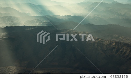 aerial vulcanic desert landscape with rays of aerial vulcanic desert landscape with rays of 68838156