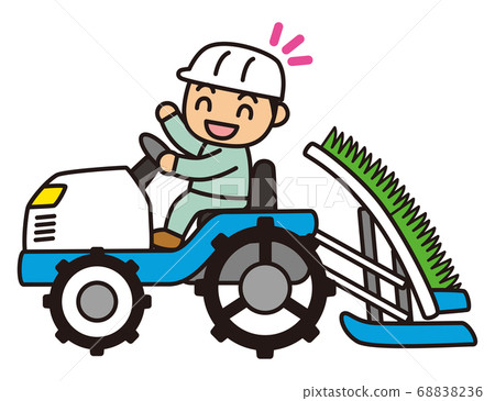 A man riding a rice transplanter A man riding a rice transplanter 68838236