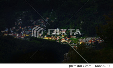 San Pellegrino terme illuminated by rays San Pellegrino terme illuminated by rays 68838287