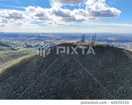 View from the top of the Black Mountain of Carmel Valley suburban neighborhood on the background. 68838328