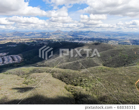 View from the top of the Black Mountain of Carmel Valley suburban neighborhood on the background. 68838331