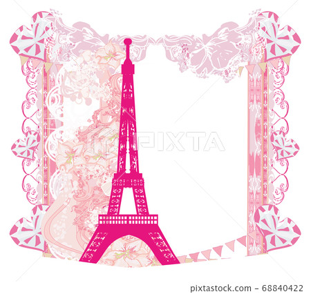 Eiffel tower artistic card, decorative floral Eiffel tower artistic card, decorative floral 68840422