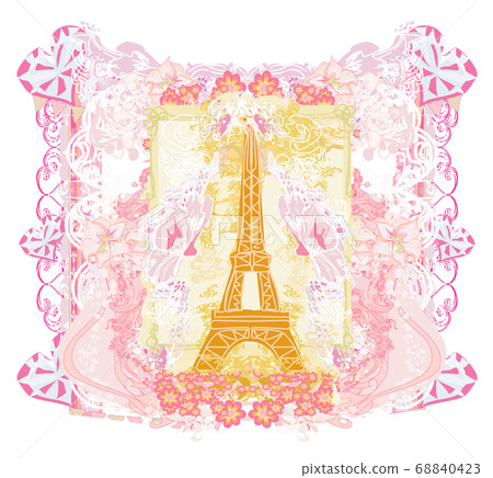 Eiffel tower artistic card, decorative floral Eiffel tower artistic card, decorative floral 68840423