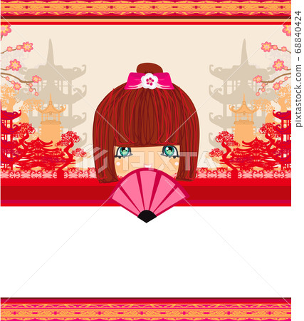 Kokeshi doll cartoon character , beautiful Kokeshi doll cartoon character , beautiful 68840424