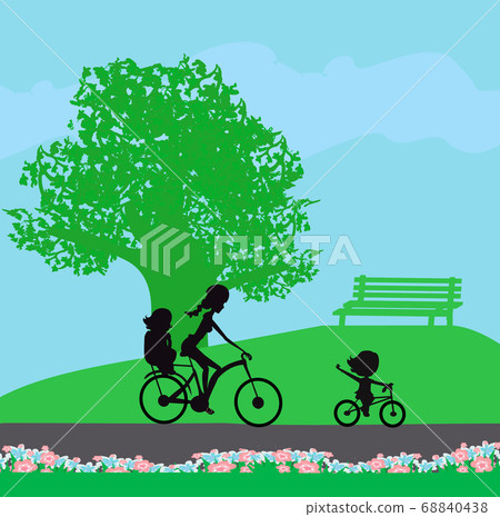 family bike trip in the park - illustration family bike trip in the park - illustration 68840438