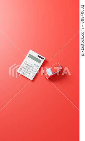 CG photorealistic illustration of a car toy and calculator placed on a plane CG photorealistic illustration of a car toy and calculator placed on a plane 68840632