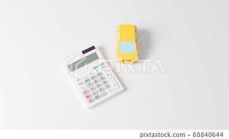 放置在飛機上的汽車玩具和計算器的CG逼真的插圖 68840644