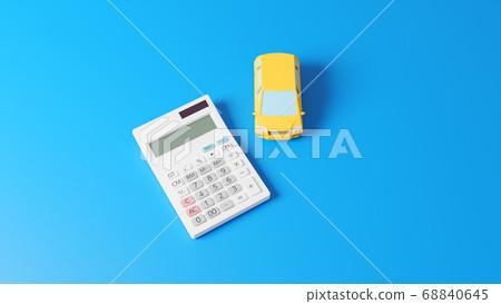 放置在飛機上的汽車玩具和計算器的CG逼真的插圖 68840645