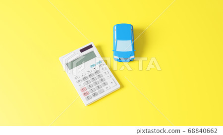 放置在飛機上的汽車玩具和計算器的CG逼真的插圖 68840662